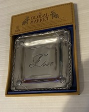 Love silver tone Global Market handcrafted in India tray NEW