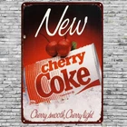 Vintage 'New Cherry Coke' Tin Metal Signs Home Décor 8x12 Retro 1980s Cherry Cok