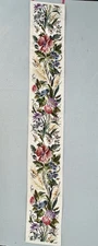 1960s Needlepoint Bell Pull Wall Hanging Fruit & Floral 7⅛×49″ Signed Tag VTG
