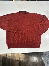 Vtg Cotton Reel Red Sweater L Mens Retro Preppy Merino Wool Blend Pullover