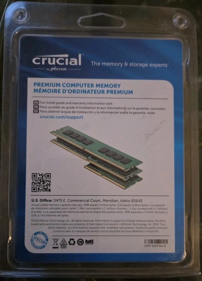 Crucial 8GB KIT 2-4GB DDR4 - 2133 1.2v SRx8 UDIMM 288p DESKTOP - Image 2 of 2