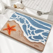 Cute Ocean Bathroom Rug Super Absorbent Bath Mat Non Slip Shore 31x20 Inch