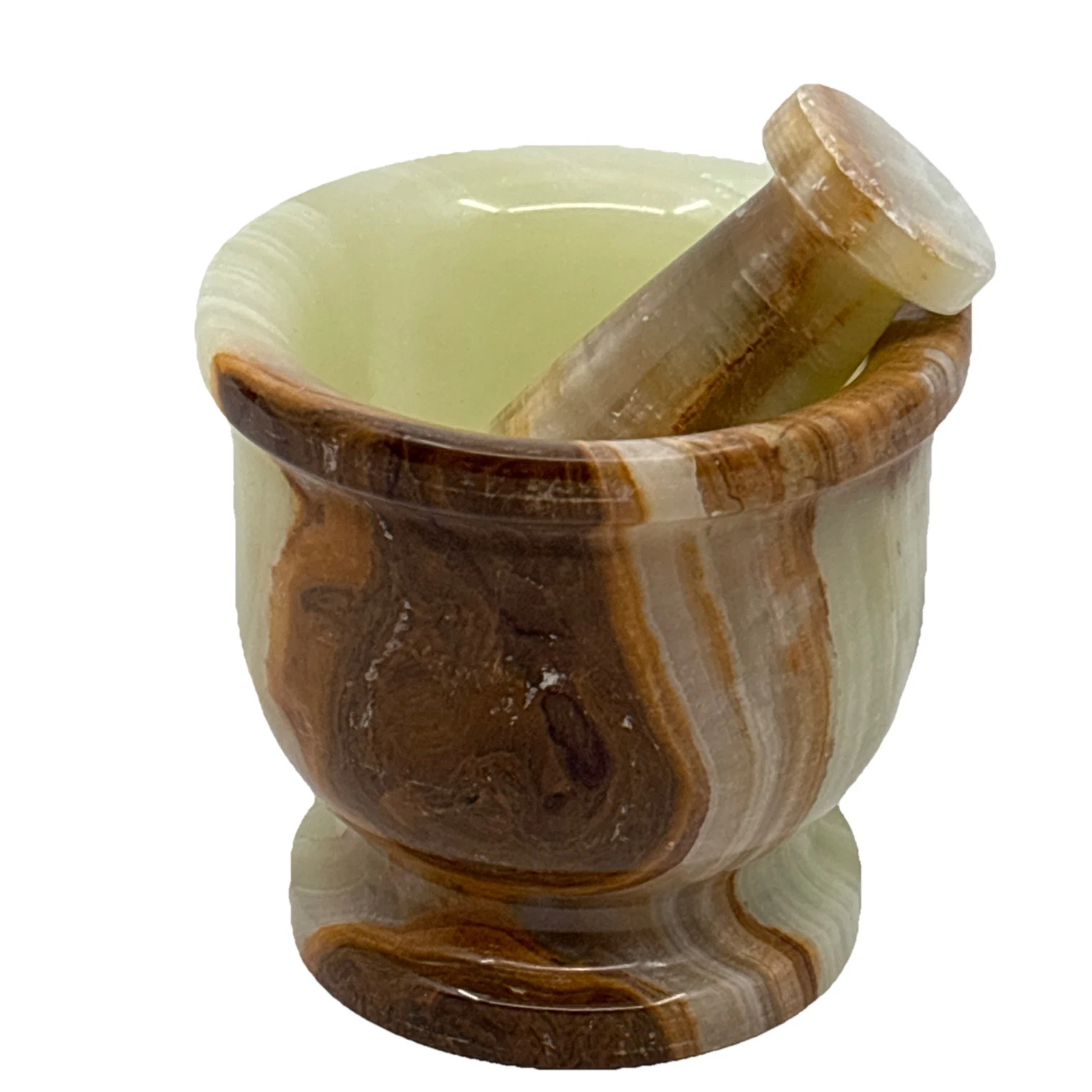 Green Onyx Mortar And Pestle Set For Herb Grinding 4 X 4” Gift Box Included New