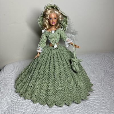 Barbie  Date Ready Dressed In Beautiful Crochet  Green Gown