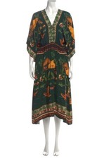 Farm Rio Womens Dress Green Medium  Yawanawa Indigenous Hut Print Rare Viscose