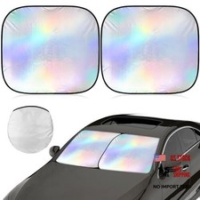 2 Pcs 31 x 28 Inch Car Windshield Sun Shade Foldable, Iridescent Mermaid Style