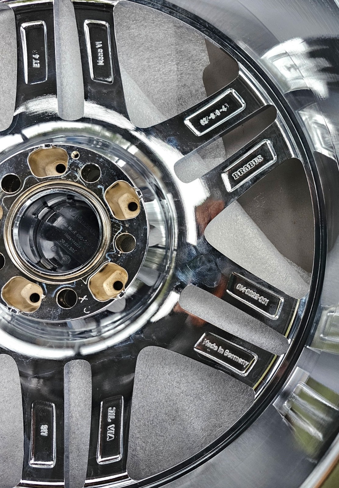20 NEW CHROME ORIGINAL BRABUS MONOBLOCK VI (1) SPARE WHEEL RIM 20X9X43MM GERMANY