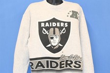 vtg 90s RAIDERS LOS ANGELES OAKLAND SILVER  BLACK FOOTBALL SWEATSHIRT NFL XL