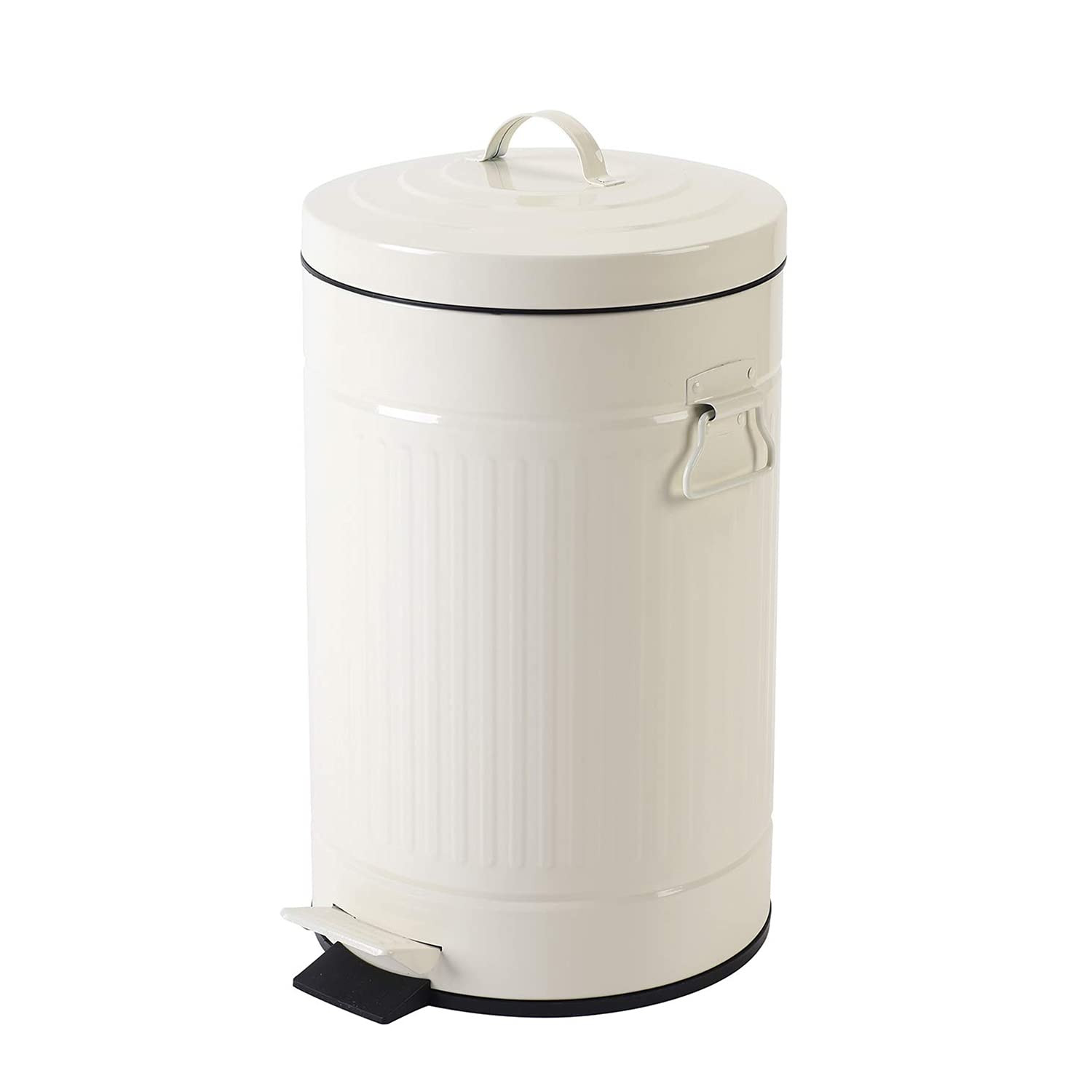 White Soft Close Trash Can with Lid for Bathroom or Bedroom Waste Basket
