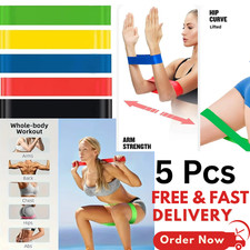 Resistance Bands Set 5pc Loop Elastic Exercise Yoga Fitness Gym Workout Training