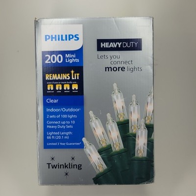 Philips 200 Count Clear Twinkle Mini Lights HD Open Box