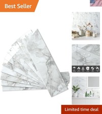 Elegant 40pcs Peel Stick Tiles - Polished White Marble for Kitchen Bath