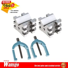 Hardened Steel Precision 2-3/8" x 2-3/4" x 2" Multi-Use V-Block and Clamp Set