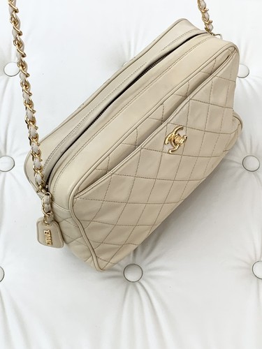 Chanel Lambskin Camera Bag Chain Shoulder Crossbody Bag Beige Women S - Picture 5 of 9