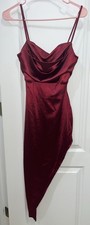 Juniors Burgundy Satin Dress. Size Small.
