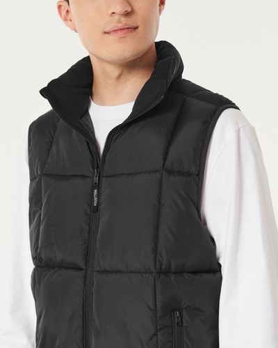 Hollister Ultimate Puffer Collection Men's Black Vest Water Resistant Size Large - Picture 1 of 10