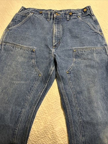 VTG Y2K Carhartt denim blue jeans double knee work wear carpenter pants 34/34