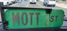 Mott Double-sided Street Sign Original 18 X 6 Inches Bracket Is Aluminum 14 X 8