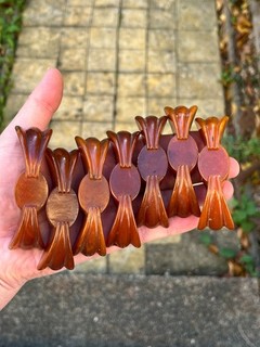 Vintage Phenolic Amber Bakelite Catalin Component Handles 169.4G Orange Marbled