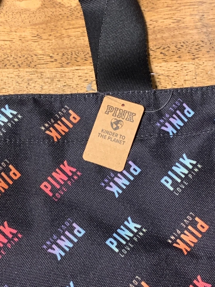 Bolso de fin de semana Victoria Secret ROSA negro con logotipo de arco iris Ombre Preppy Barbie Foto 4 de 4