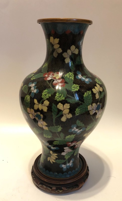 Wonderful  Antique Cloisonne Vase Enamel 11''
