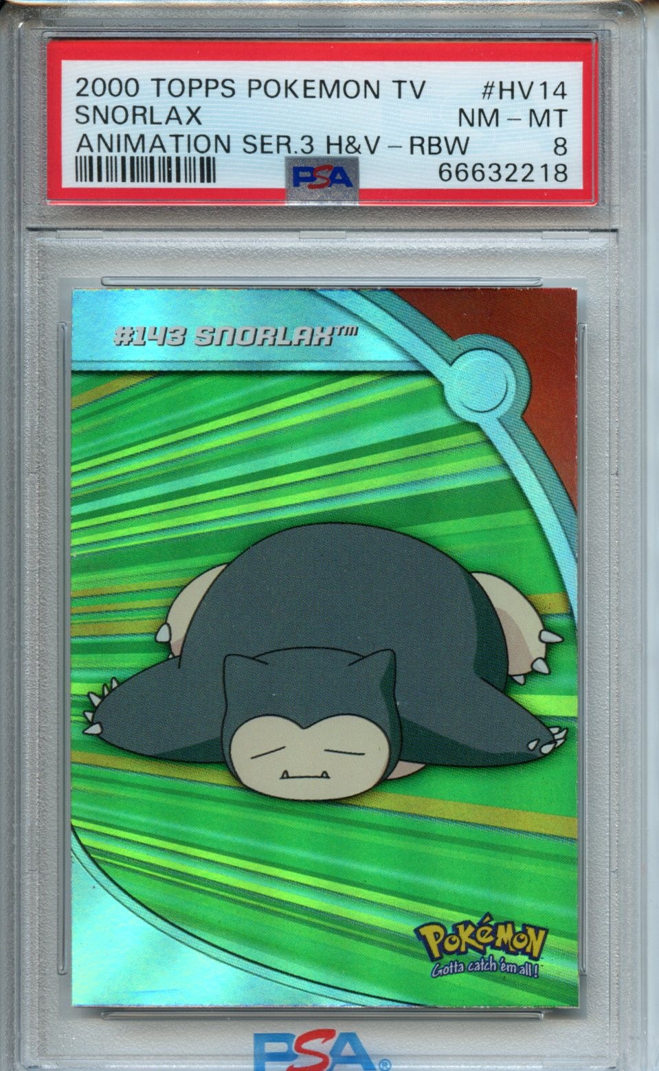 2000 Topps TOPPS POKEMON TV ANIMATION SERIES 3 HEROES & VILLAINS ANIMATION SER.3 H&V-RBW. #HV14 Snorlax front