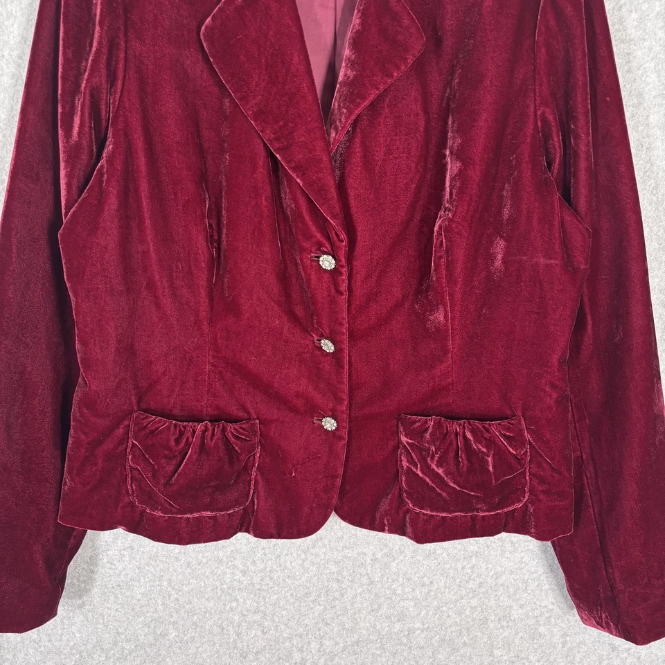 Blazer Terciopelo Talla 12 Borgoña Bolsillos A Medida Academia Regency Whimsigoth Foto 3 de 4