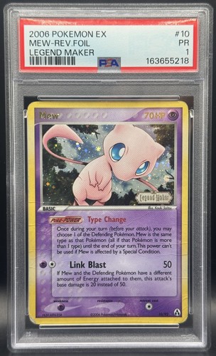 Pokemon TCG PSA 1 Mew Holo EX LEGEND MAKER #10 MEW-REVERSE FOIL STAMP *LOW POP*