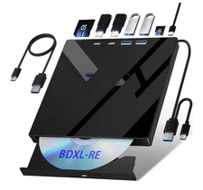 7-in-1 External Drive Blu-ray / DVD / CD Burner w/ SD/TF Slot, USB for PC/Laptop