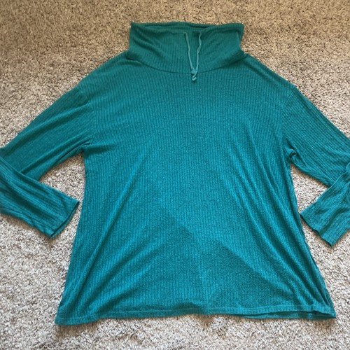 Lane Bryant Shirt Womens 18/20 Green Long Sleeve Cowl Turtleneck - Picture 2 of 13