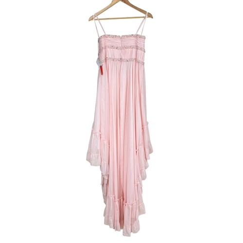 Mac Duggal NWT Beaded Ruffle High Low Gown Ice Pink Size 10 Jeweled Chiffon - Picture 4 of 10