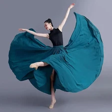 720 Degree Wide Dancing Skirt Chiffon Double Layer Semi-Long Dress Women's Solid