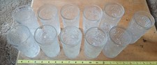 Lot of 11 Heavy Duty Glasses - Used pretty floral deign on the glass