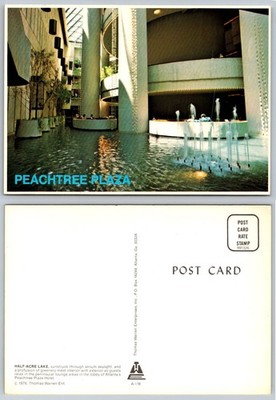 Vintage Peachtree Plaza Hotel Atlanta GA Lobby Atrium Lake Fountain Postcard