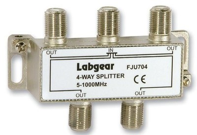 LABGEAR - UHF 4-Way Splitter Power Pass All Ports 5-1000MHz
