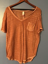 No Boundaries T-Shirt Womens 3XL Burnt Orange Paper Thin Knit Top Y2K Style