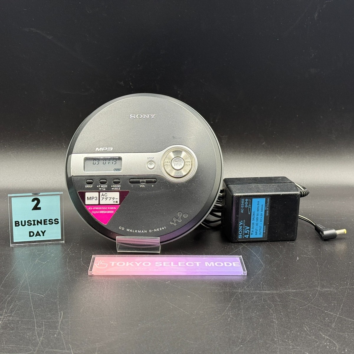 Sony D-NE241 Portable CD Walkman MP3 CD Player Black w/Adapter