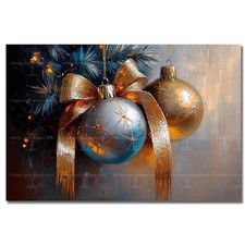 CHRISTMAS ORNAMENTS ART PRINT, Festive Home Decor, Winter Holiday Gift Poster