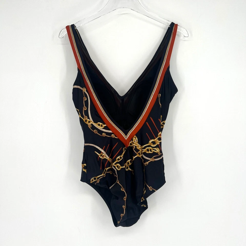 Traje de baño Gottex de colección para mujer 12 eslabones de cadena dinero antiguo preppy ecuestre náutico Foto 2 de 4