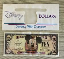 Série A 10 $ Disney Dollars Mickey Mouse 80e anniversaire 2008 avec enveloppe