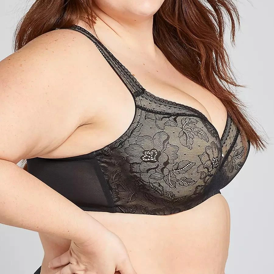 Sujetador Balconette Lane Bryant Cacique Ligeramente Forrado Encaje 44DDD *Moca/Negro* ¡NUEVO CON ETIQUETAS! Foto 2 de 3