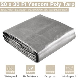 Yescom 20x30FT 10-Mil Plastic Tarp Waterproof Heavy Duty Cover Shade Canopy Farm