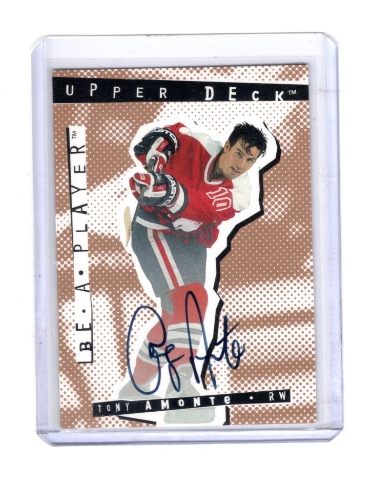 1994-95 UPPER DECK BE A PLAYER TONY AMONTE #97 AUTO CHICAGO BLACKHAWKS