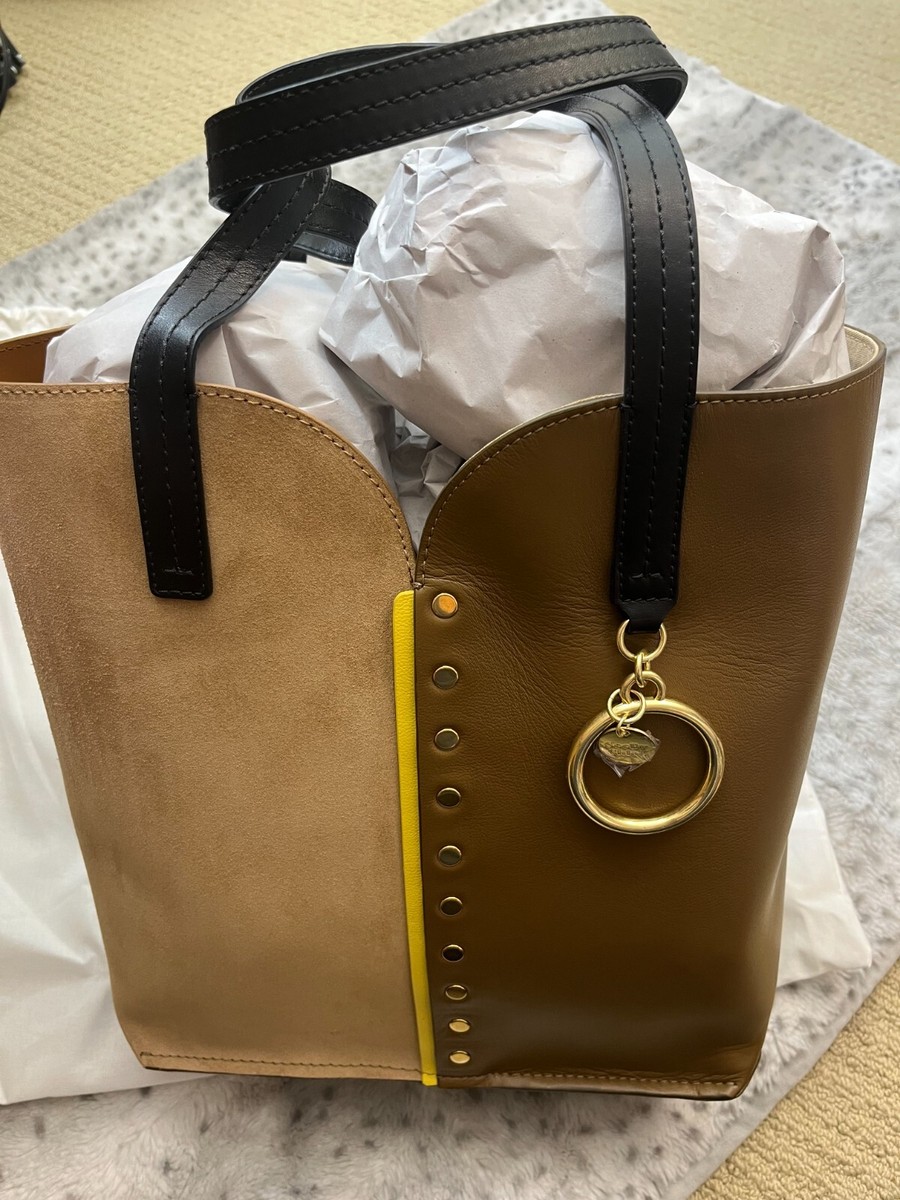 See By Chloe GAIA Two-tone Leather & Suede Carry-all Tote Dark 