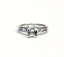 Sterling Silver Blue Stone Eternity Band Ring Size 8