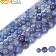 Strand Natural Blue Aventurine Jade Round Chakras Beads for Jewelry Making 15"