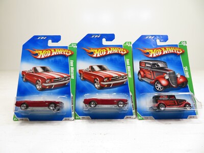 Mattel Lot of 3 Treasure Hunt '09 '34 Ford & Ford Mustangs NIB 8101 