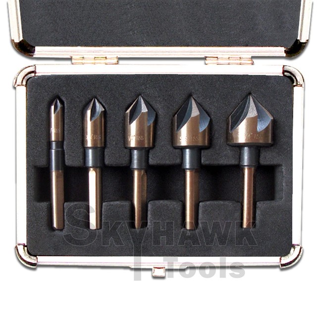 Drill 5PC Industrial Countersink Tool Bit Set Counter Sink FOR M2 Steel 82° Angle Power Drill Bits