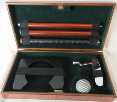 Executive Indoor Practice Golf Putter With Ball & Catch Ring Wood Box NICE
