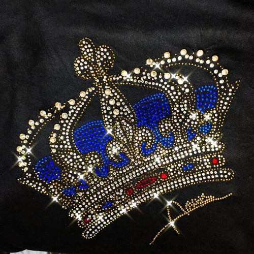 Felpa con Cappuccio Uomo Lusso Corona Diamante Strass Moda Nera Alta Qualità Nuova - Foto 3 di 4